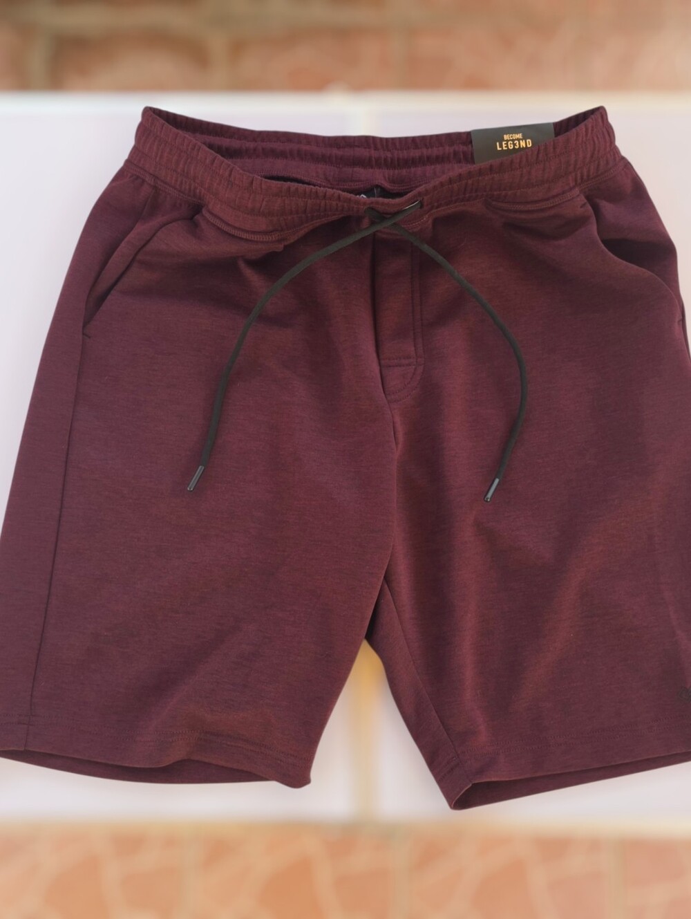 Men's Large Burgundy Scuba Shorts Stretch Leg3nd